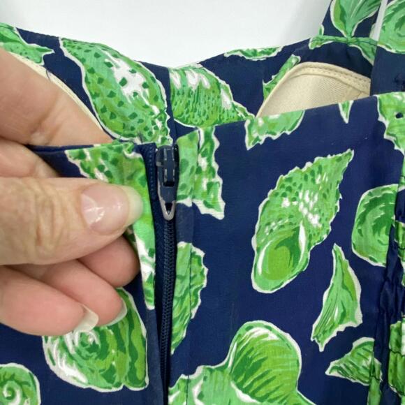 Vintage Clubhouse by Ceeb Navy Blue & Green Shell Print Sun Beach Dress - Picture 5 of 13